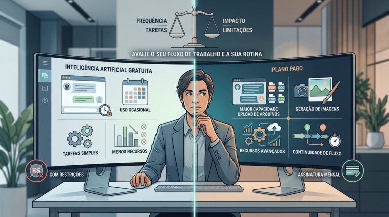 IA gratuita ou paga: o que muda na prática